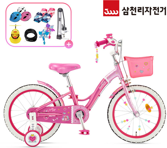 2024 삼천리 16 시크릿쥬쥬 자전거 공주캐릭터 아동 여아 네발자전거 99%조립, 1개, 1110cm, 라이트 핑크/핑크