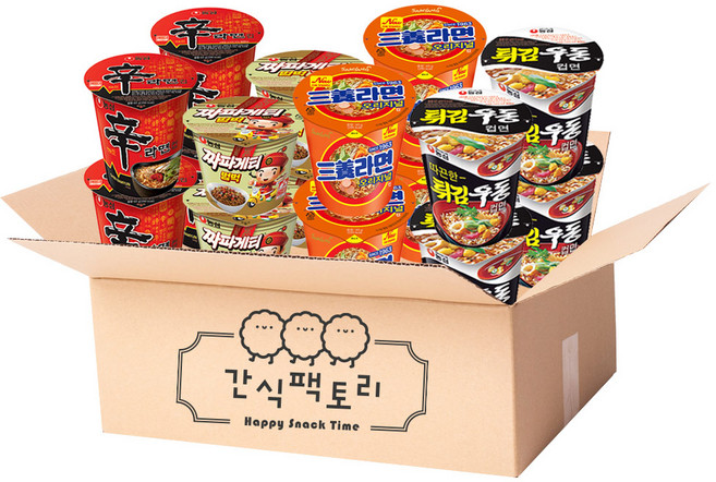 [간식팩토리] 신라면4+짜파게티범벅4+튀김우동4+삼양라면4 소컵 총 16입, 1개