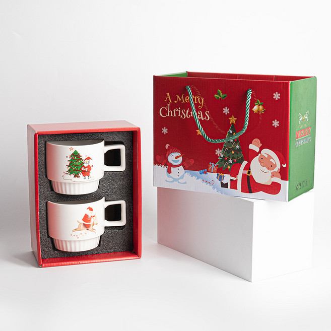딜라이트 크리스마스 산타 머그컵 2P 선물세트, 1개