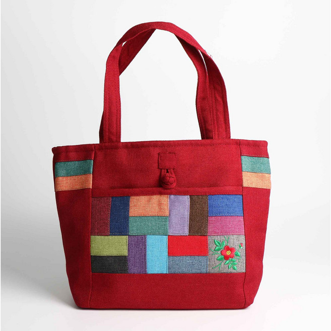 전통가방 도톰한 면 꽃자수 숄더백 외국인선물 할머니가방 캔버스가방