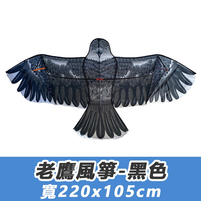 老鷹造型風箏 寬220x105cm, 1個, 老鷹前桿立體風箏-黑色 (簡配組)