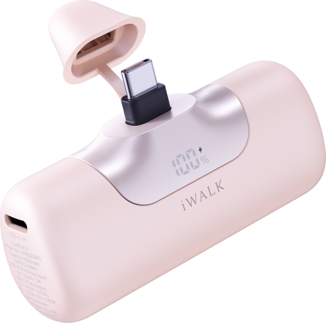 iWALK 6代口袋行動電源 5500mAh 20W快充, 粉色, LPB5500PC