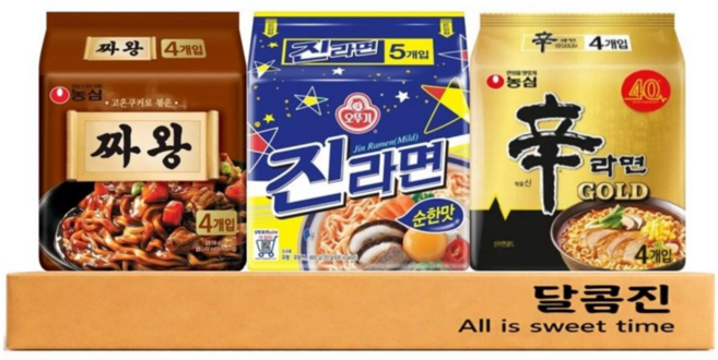 [달콤진] 짜왕 4P + 진라면 순한맛 5P + 신라면골드 4P, 1세트