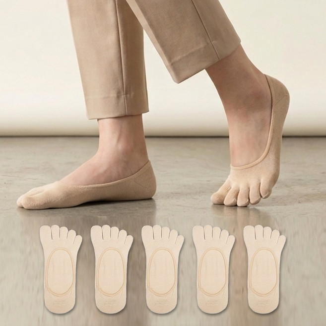 프로암스 여성용 순면 발가락 누드덧신