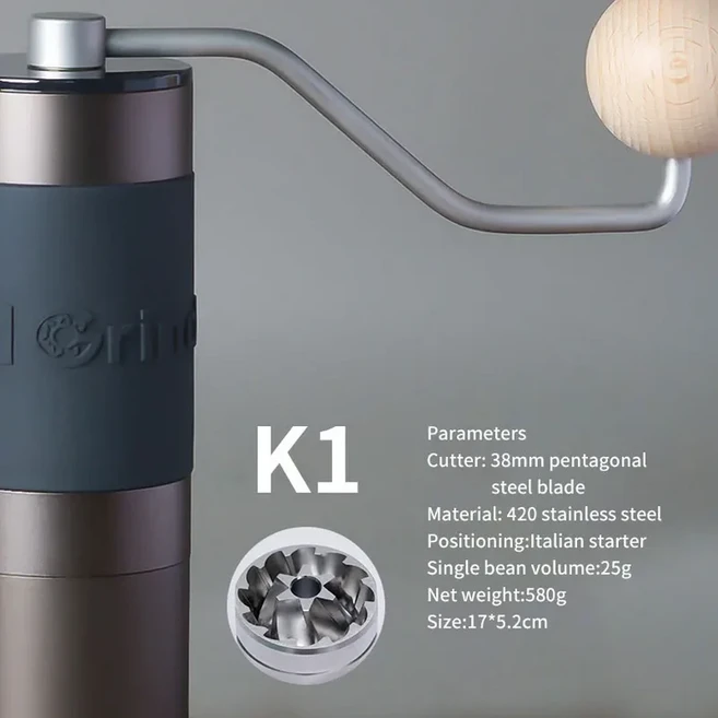 커피그라인더 원두분쇄기 Kingrinder 알루미늄 휴대용 커피 그라인더 수동 고급 그라인딩 코어 버 K2 K4 K5 K6 35g, 1개, 없음, 3) K1