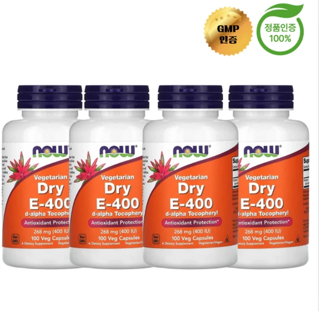 2+2 나우 푸드 베지테리안 드라이 비타민E400 268mg 베지 캡슐 100정, 4개 - 쿠팡