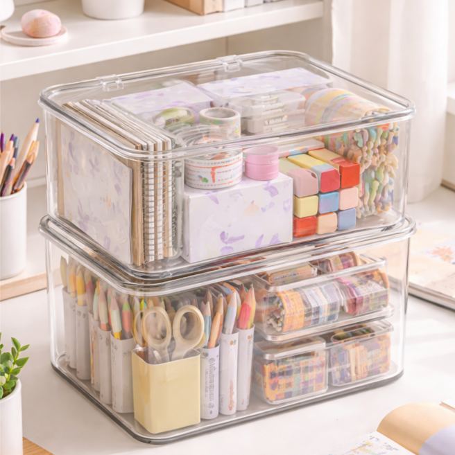 이온브 다용도 투명 감성 보관함 2P, 1세트, 클리어