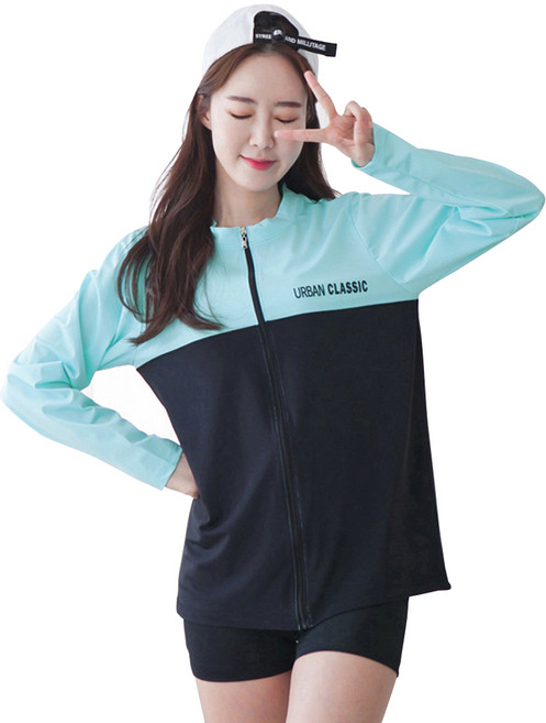 메르 UR래쉬집업, 민트+블랙