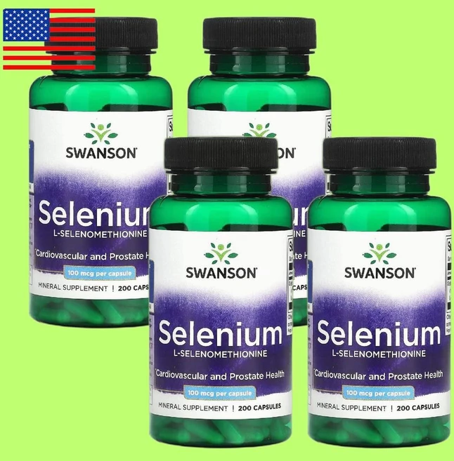 Swanson 셀레늄 100mcg 캡슐 200정 셀레니움 Selenium 4통, 4개 - 쿠팡