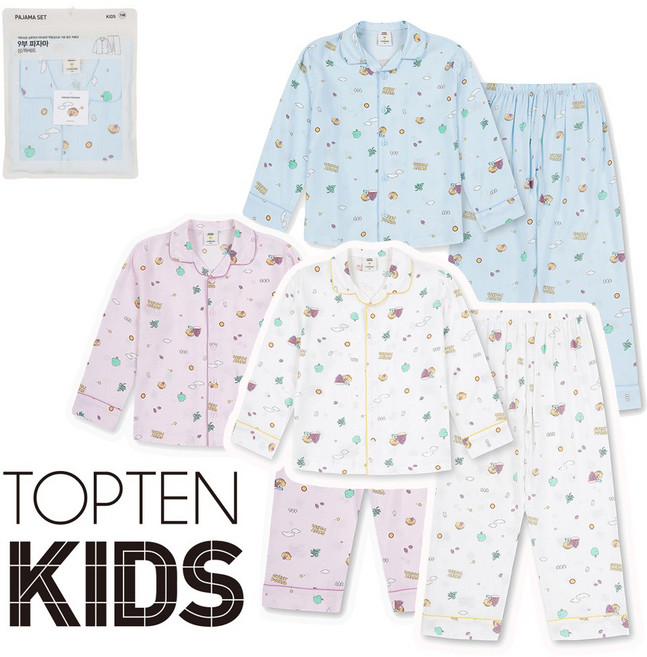 탑텐키즈 어린이 간절기 카카오 파자마 잠옷 실내복 세트