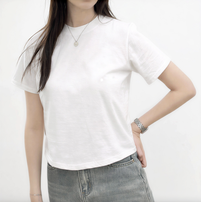 무지 세미크롭 반팔티 여름 기본티 스판 쫀쫀한 이너티 레이어드 핏 보장 체형 커버