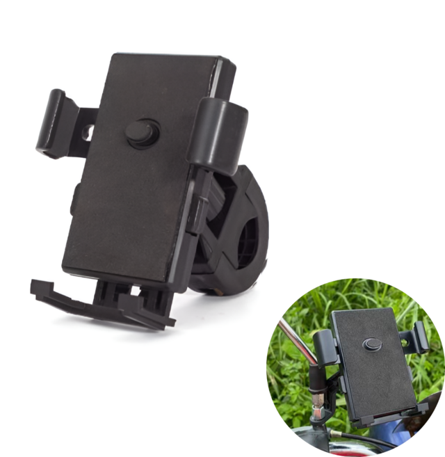 자전거 오토바이용 360도 회전 충격흡수 흔들림방지 핸드폰 거치대, 블랙