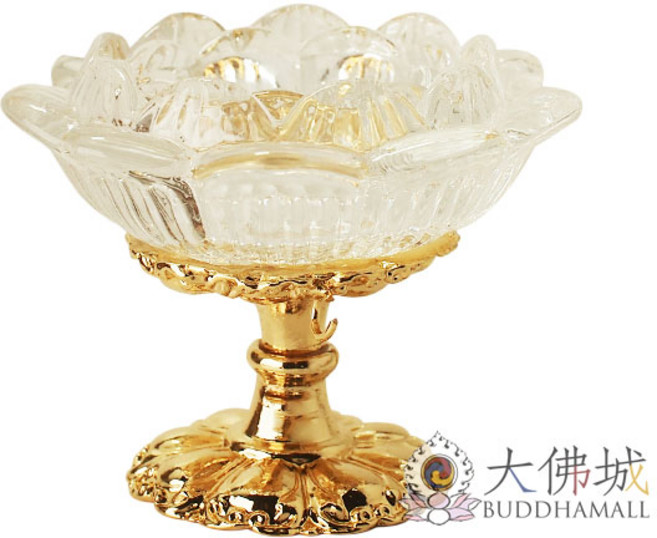 大佛城 玻璃蓮花供台 酥油燈座 蠟燭台 台灣製造, 玻璃燈座