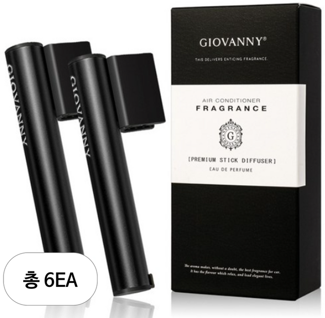 GIOVANNY 프리미엄 파워 스틱 차량용 디퓨저 5g 케이스 2p + 리필 4p, 아베피치, 6세트