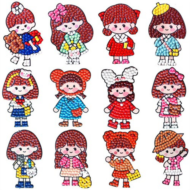 보석십자수 스티커형 12매 세트 (8종 택1) 큐빅 비즈 DIY 키트, 우주, 우주, 1개