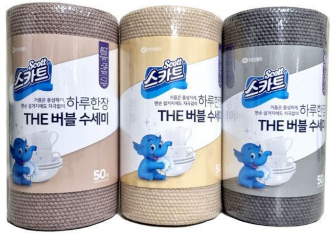 스카트 하루한장 THE 버블 일회용 수세미 50매 x 1개109421, 스카트-그레이50매-1개