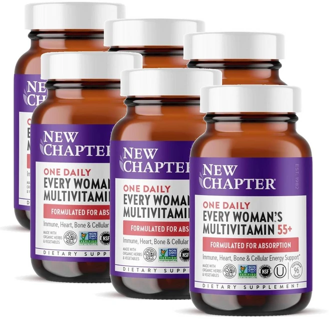 뉴챕터 55세이상 여성 원데일리 멀티비타민 New Chapter Women's Multivitamin 55 plus, 6개, 96정 - 쿠팡