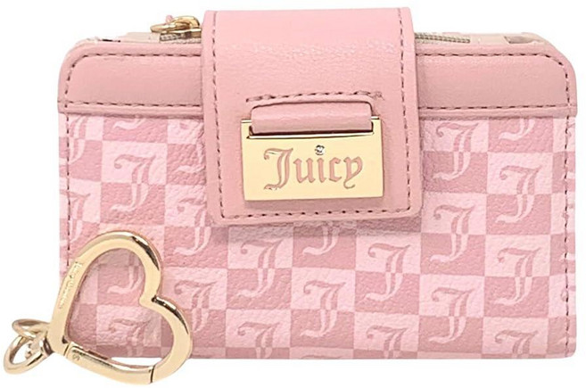 Juicy Couture Miss Juicy 탭 카드 지갑 - 12.7cm x 7.6cm x 2.5cm 미스 쥬시 핑크 다이아몬드 캐주얼