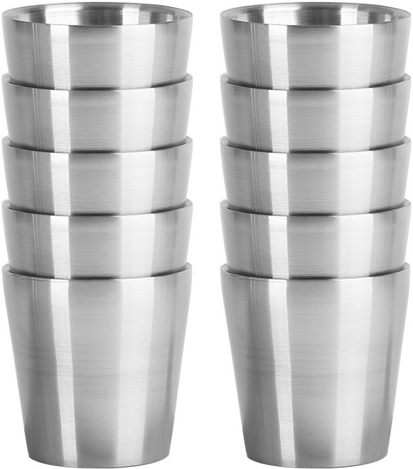 국산 이중 스텐컵 학교 병원 식당 업소용 물컵 10p 세트, 10개, 국산 이중스텐물컵 무광