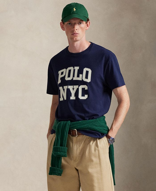 Polo Ralph Lauren 남성용 클래식핏 저지 그래픽 티셔츠 - Cruise Navy 249044