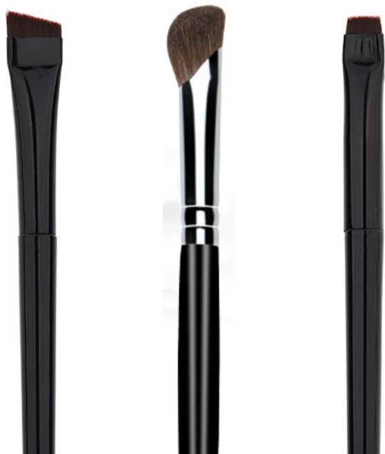 3개 다/ 정밀 아이 메이크업 아이라이너 브러쉬 3종 모두 일자 플랫 + 사선 + 낫 모양 음영, 1개, 블랙