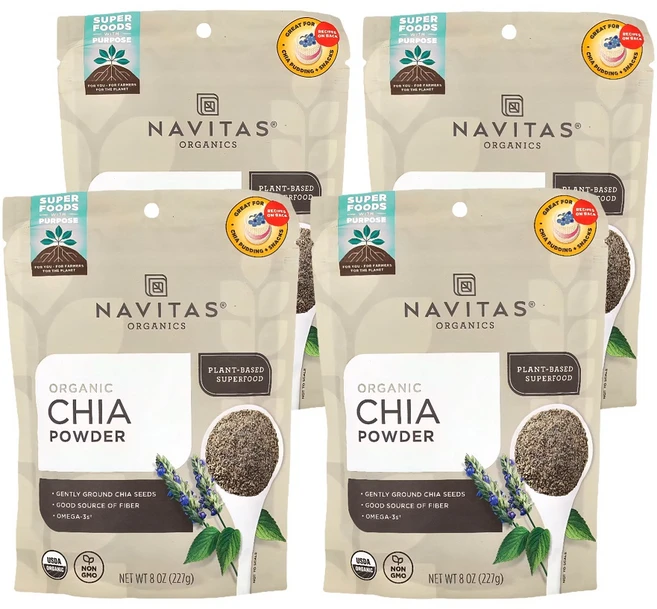 나비타스 오가닉스 치아 분말 식물성 오메가3 섬유소 227g X 4통 기획 치아씨앗가루 - 쿠팡