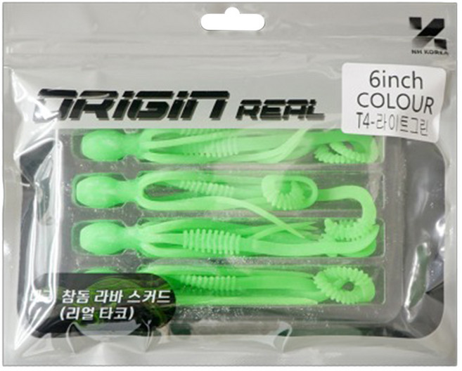 NH코리아 타코라바 6인치(4개입) 왕대구 타코 스커트 대구라바 농어 참돔 타이라바 꼴뚜기 타코웜, 1세트