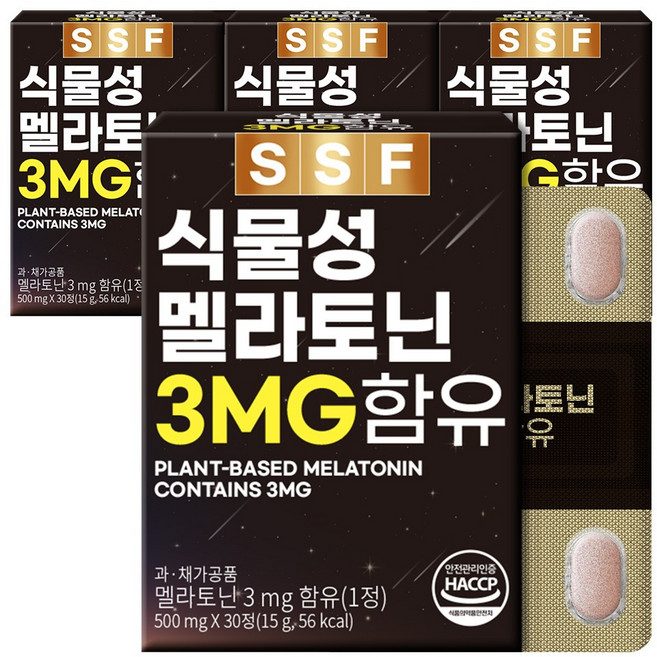 식물성 멜라토닌 3mg함유 트립토판 타트체리 레몬밤, 4개, 30정