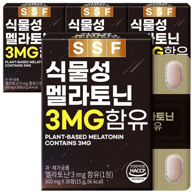 식물성 멜라토닌 3mg함유 트립토판 타트체리 레몬밤, 4개, 30정 - 쿠팡