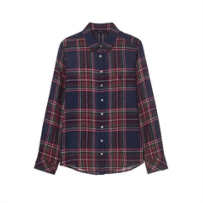 [헤지스][20SS] WSSH0B332N2 헤지스 네이비 체크 린넨혼방 긴팔셔츠