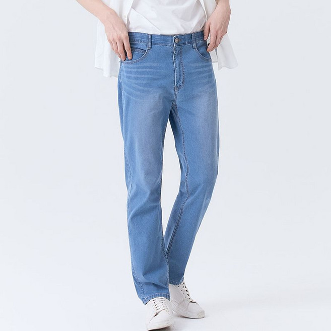 뱅뱅 남성용 썸머 라이크라 시그니처 데님 팬츠