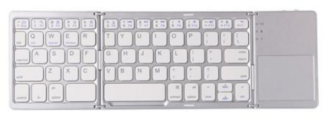 Windows 용 터치 패드가있는 무선 접이식 키보드 블루투스 안드로이드 IOS 전화 다기능 버튼 미니, 04 3-fold White