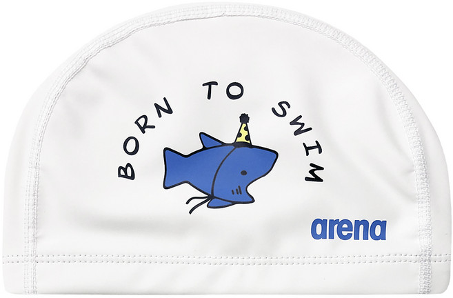 아레나 수모 A6AC1AQ51 샤키파티데이 우레탄코팅 수영모자, WHT, 1개