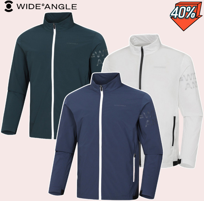 와이드앵글 남성 골프웨어 여름 바람막이 집업 점퍼 신축성 골프 자켓 WMM24191