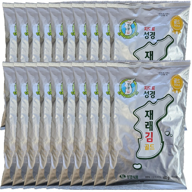 성경식품 지도표 재래식 성경김 골드재래대 60g, 20개