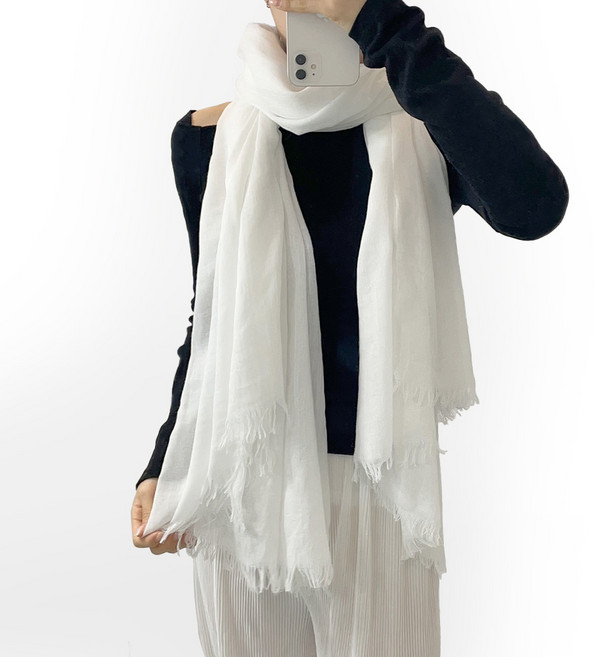 이너피아 여성 쉬폰 롱 스카프 빅사이즈 무지 스카프 자외선 차단 숄 스카프