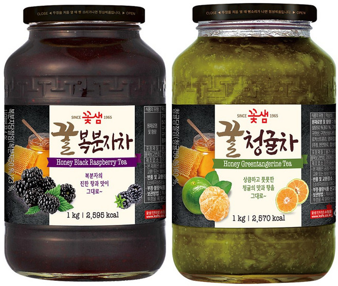 꽃샘 꿀복분자차 +꿀청귤차 (액상차), 1개, 2개입, 1kg