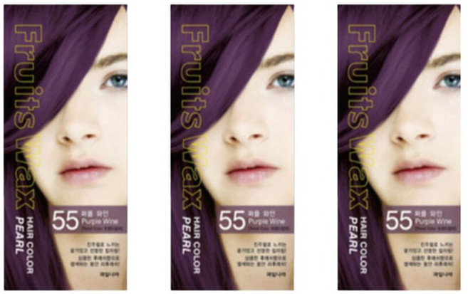 과일나라 후르츠왁스 헤어칼라 진주펄 염색약 60g 55호 퍼플와인 3개 1+1+1