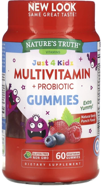 몸관리하세요 겨울입니다 Nature's Truth Just 4 Kidz 종합비타민 + 프로바이오틱 천연 베리 펀치 맛 식물성 구미젤리 60개 특별관리진행, NaturesTruthJust4Kidz종합비타민프로바이, 60정, 1개 - 쿠팡