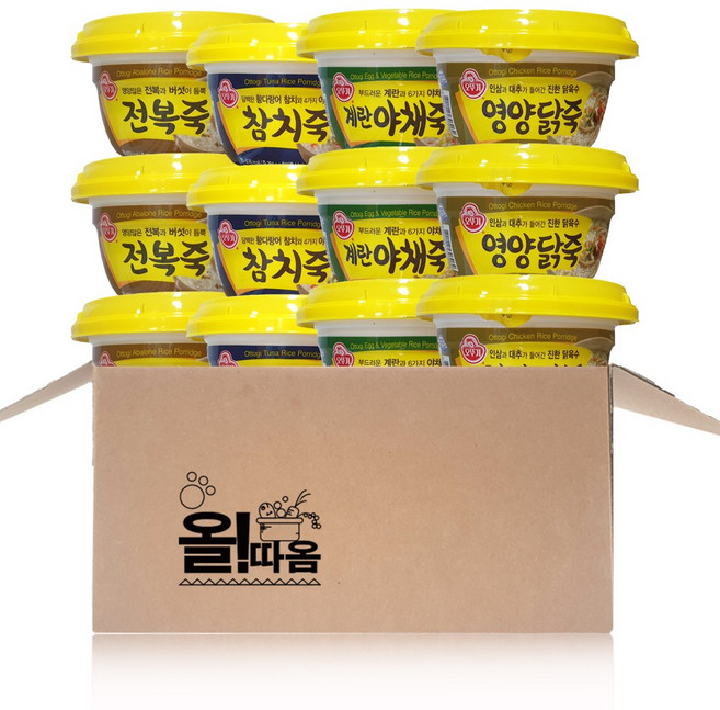 오뚜기 용기죽 4종기획세트 (전복+참치+계란+영양닭죽) 3개씩, 1세트