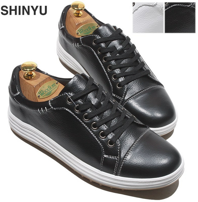 신유 남자 소가죽 스니커즈 단화 발편한 스파이크리스 세미 골프화 운동화 D2046