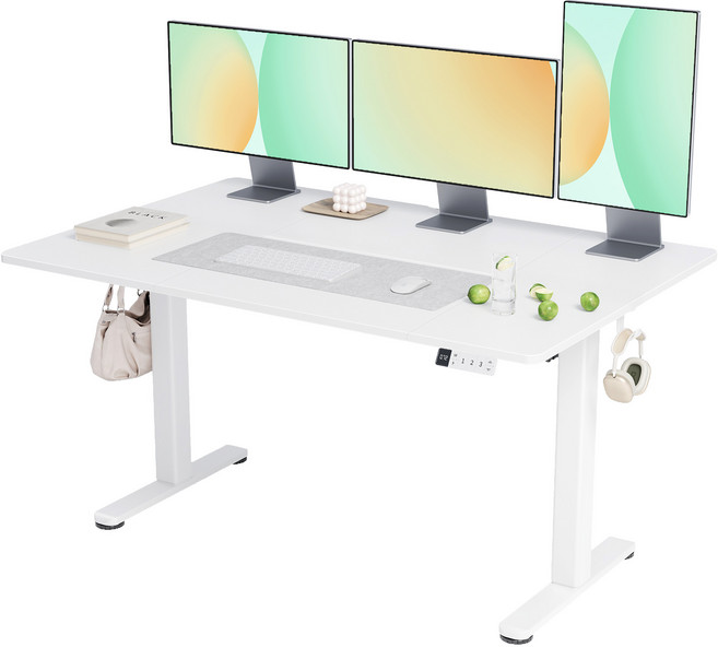 와이드상판 모션데스크 높이조절 전동책상 공부 사무용 조절 스탠드 테이블, 백색