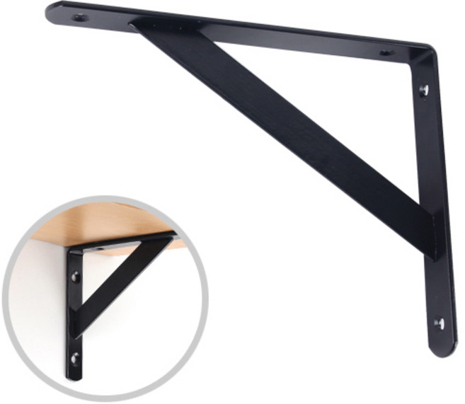 ZIO-BIZ 튼튼 선반 받침대 블랙 250mm / 선반브라켓 선반지지대 선반받침 선반고정 벽선반 브라켓 지지대 ㄱ자 꺽쇠 까치발, 1개