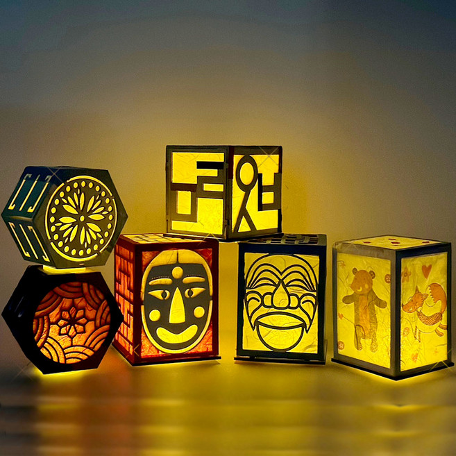 끌림 한지 공예 등 만들기 DIY 키트 전통 우드 장식 무드등 한글 하회탈, 한글자음