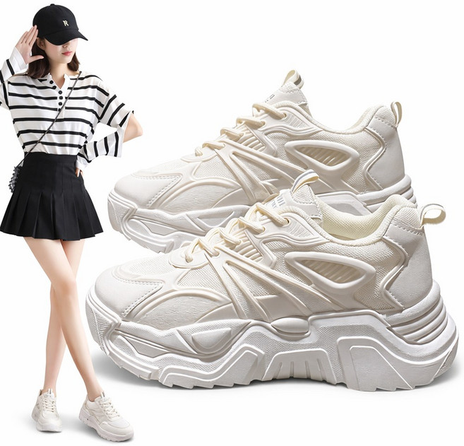 차쿠 여성 키높이 운동화 여성용 키높이 스니커즈 어글리 속굽 운동화