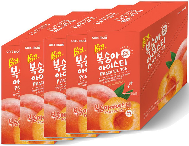 [카페모어] 빅 복숭아아이스티 (340ml 40개입) 아이스음료. 얼음복숭아, 40개, 340ml