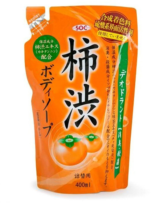 SOC 일본 단감 바디워시 리필 400ml 노네랄 탄닌 등드름 노인냄새 제거 천연, 1개