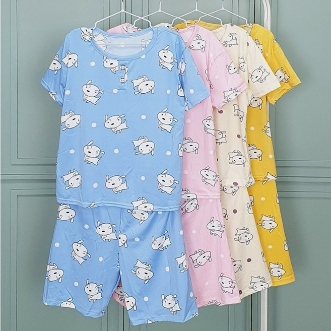 제니유 반팔 여름 스판 아동 주니어 여성 남성 커플 잠옷 세트 홈웨어 빅사이즈