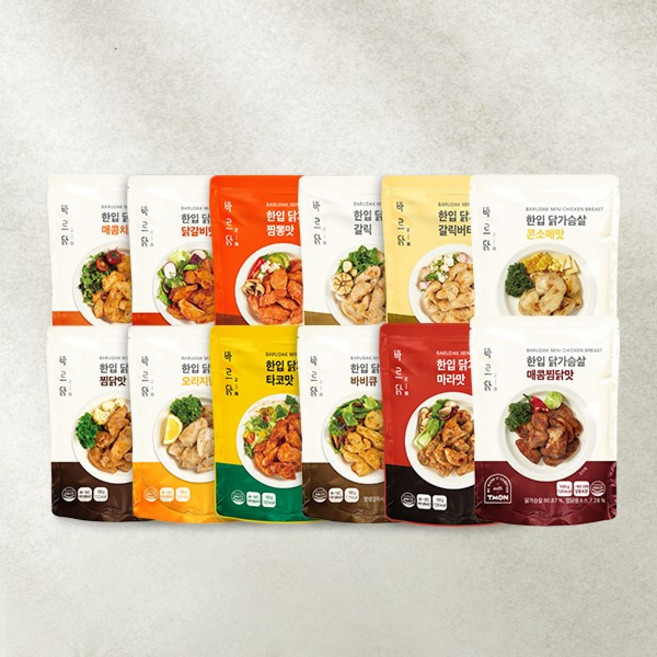 바르닭 한입 닭가슴살 12종 10팩 골라담기, 찜닭맛 10팩