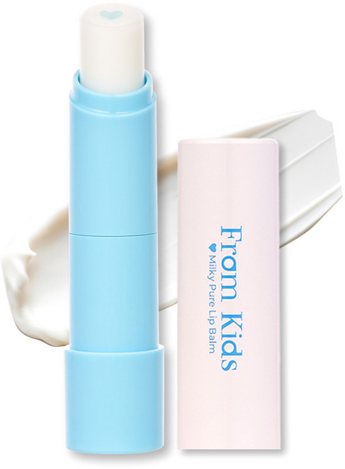 프롬키즈 하트 보습 립밤 2종 판테놀 무색 핑크 컬러 체인지 립스틱, 밀키 퓨어립밤, 1개, 4g